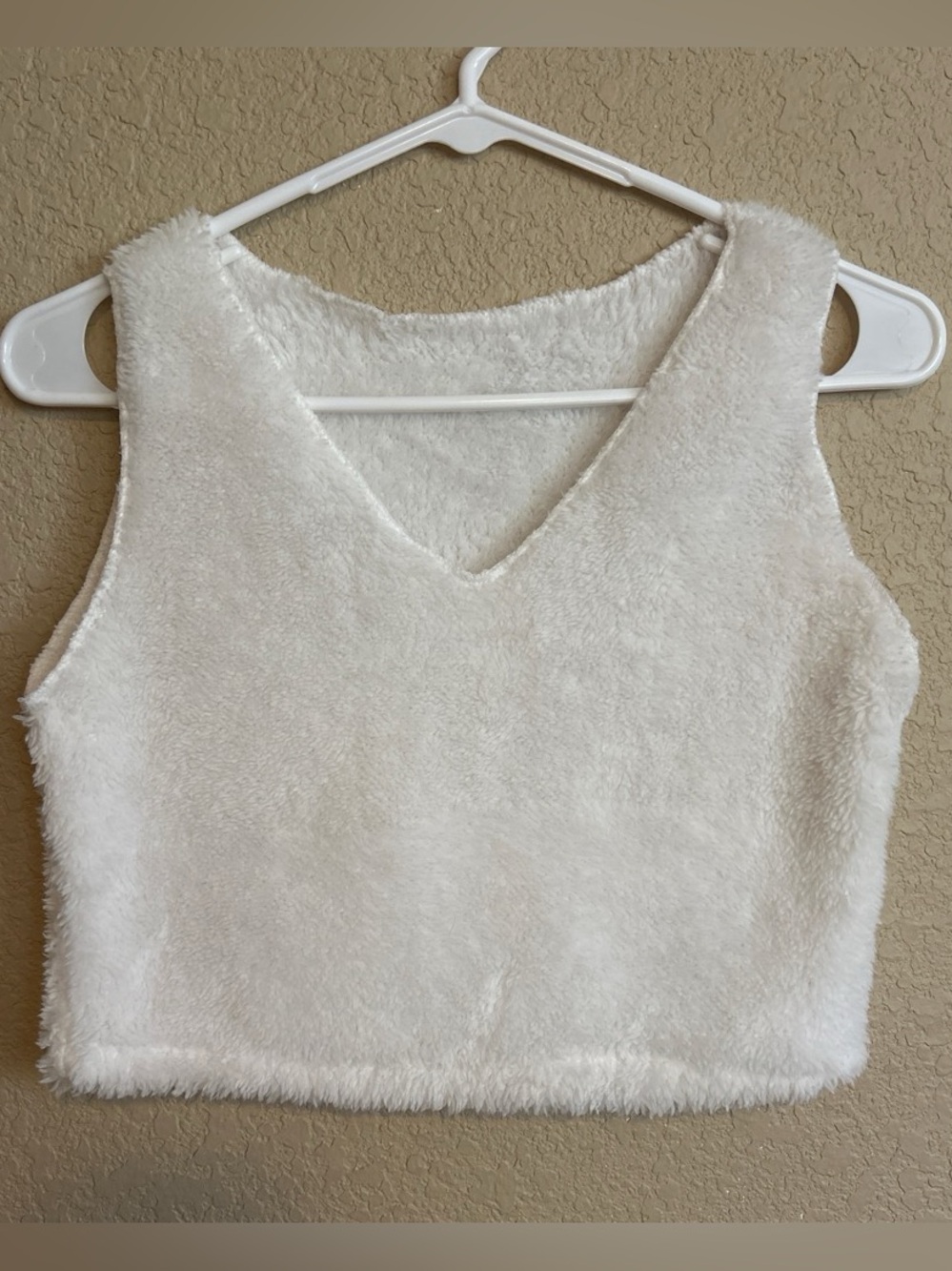 White Fuzzy Soft Cropped Tank Size S/M